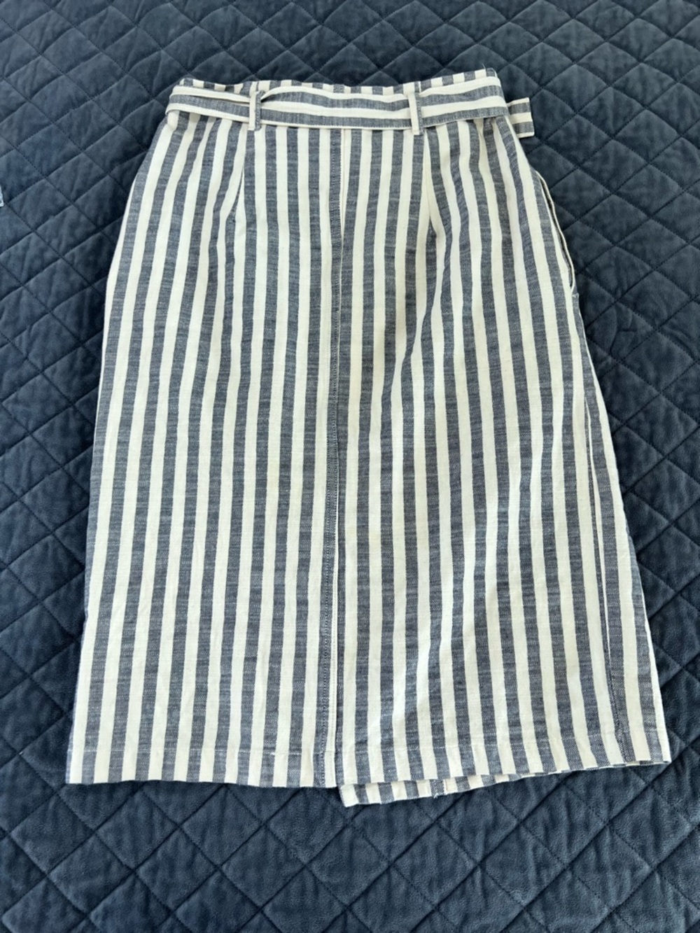 Anthropologie Striped Pencil Skirt Women’s Size 2 Wrap Belted Knee Length B22 - Picture 7 of 9